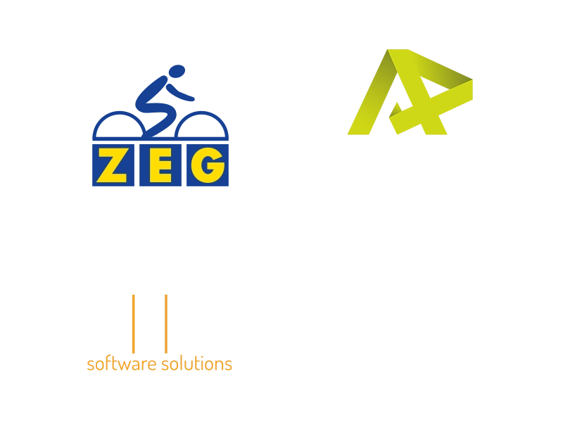 Logos der Warenwirtschaftssysteme app-room, ZEG, CYCLY und HIW